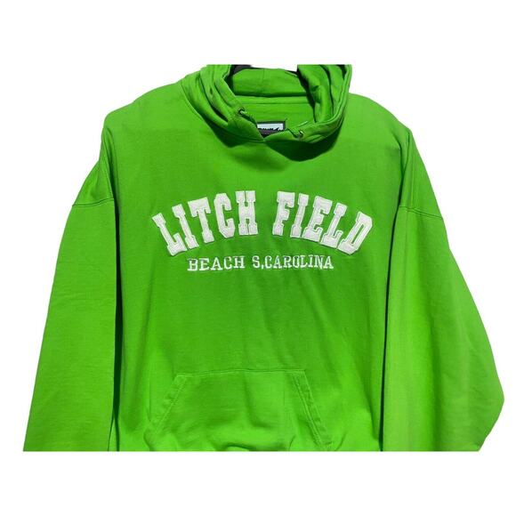 Litchfield Beach South Carolina Pullover Hoodie Men's Size XXL Green Waves Surf - Picture 3 of 7